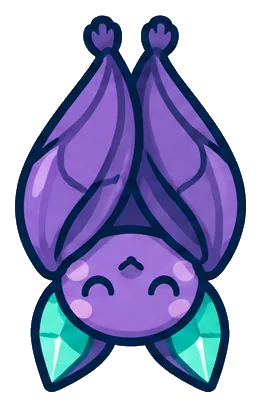 Crystal Bat, a purple bat sleeping upside down