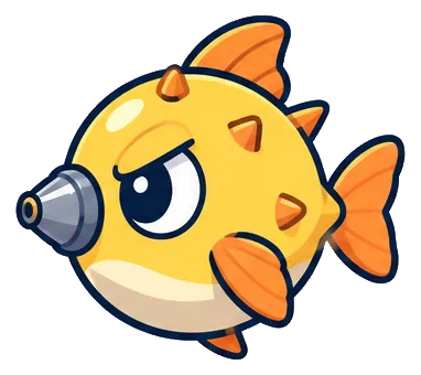 Gulper, a yellow pufferfish with a printer-nozzle snout
