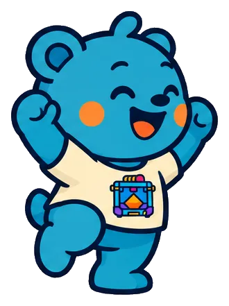 Pip cheering with both arms up