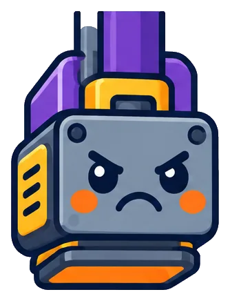 Press, a heavy grey print head with a grumpy face