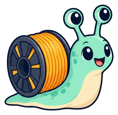 Shelly, a mint-green snail whose shell is a spool of orange filament