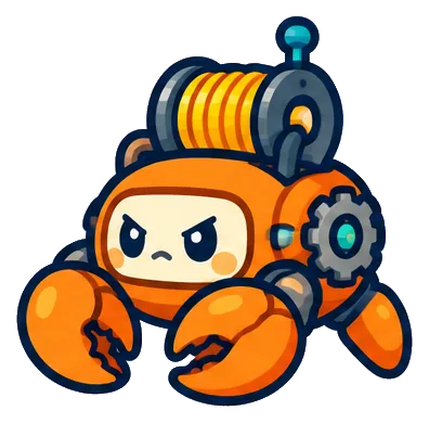 Snip, a small orange beach crab with oversized claws