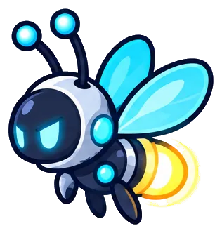 Sparkbug, a little robot firefly with a glowing tail