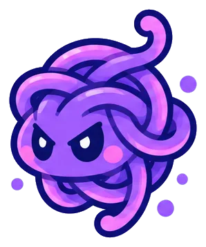 Tangle Wisp, a ghostly purple puff of tangled thread