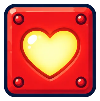 A red beat block with a glowing heart