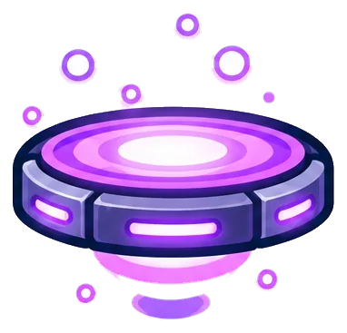 A glowing purple low-gravity pad with sparkles
