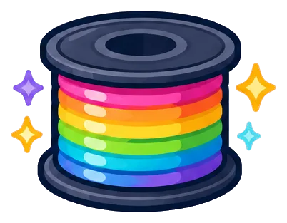 Shield Spool, a sparkling spool of rainbow filament