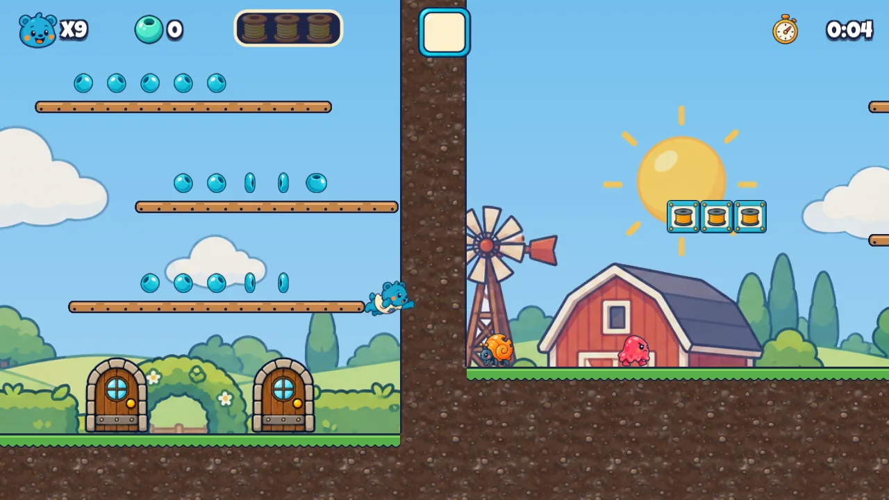 Maze Craze: wooden ledges lined with beads above two little doors on Bramble Farm